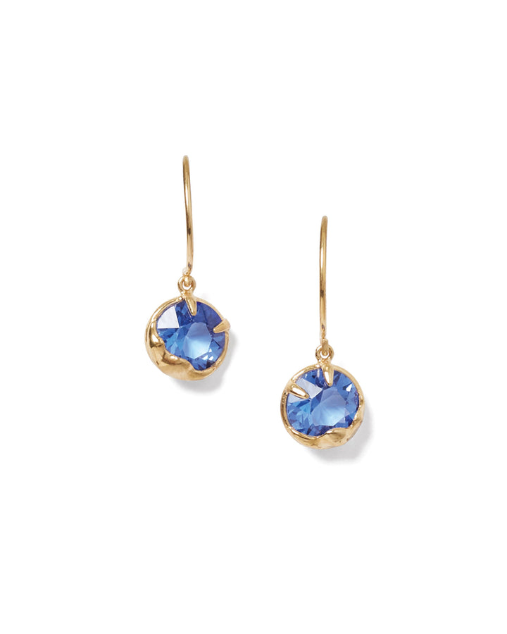 September Birthstone Earrings 18k Gold Vermeil, Sapphire Crystal
