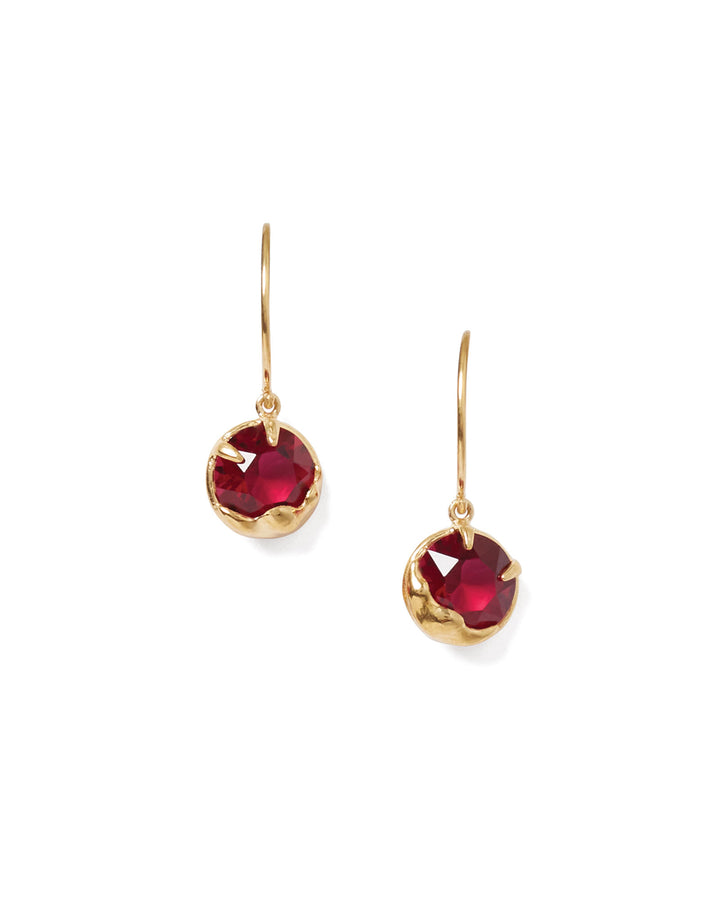 July Birthstone Earrings 18k Gold Vermeil, Ruby Crystal