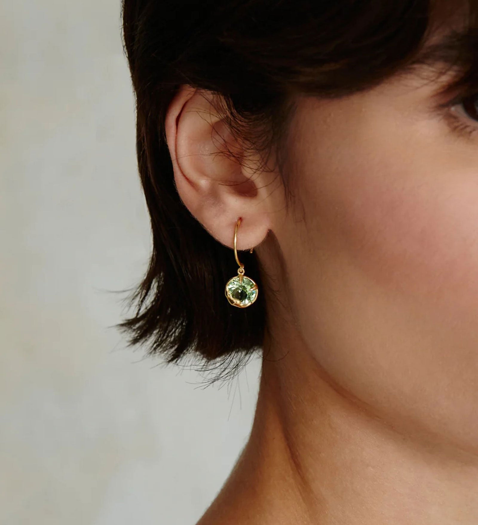 August Birthstone Earrings 18k Gold Vermeil, Peridot Crystal