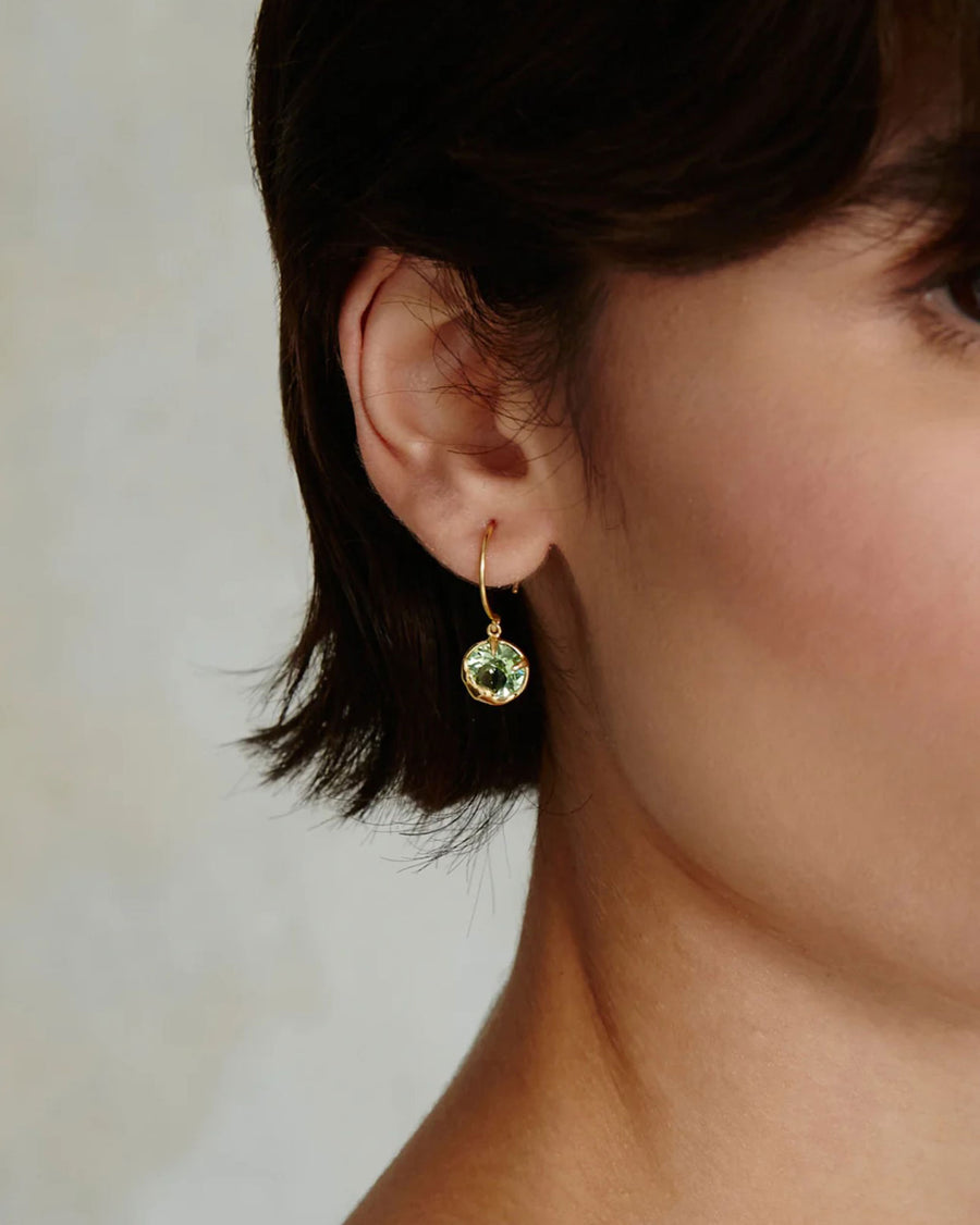 August Birthstone Earrings 18k Gold Vermeil, Peridot Crystal
