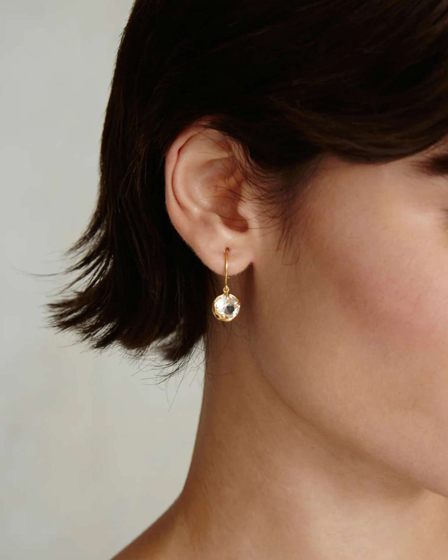 April Birthstone Earrings 18k Gold Vermeil, Diamond Crystal