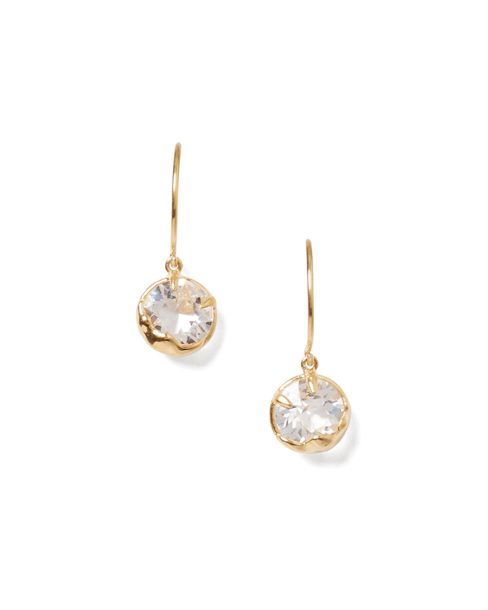 April Birthstone Earrings 18k Gold Vermeil, Diamond Crystal