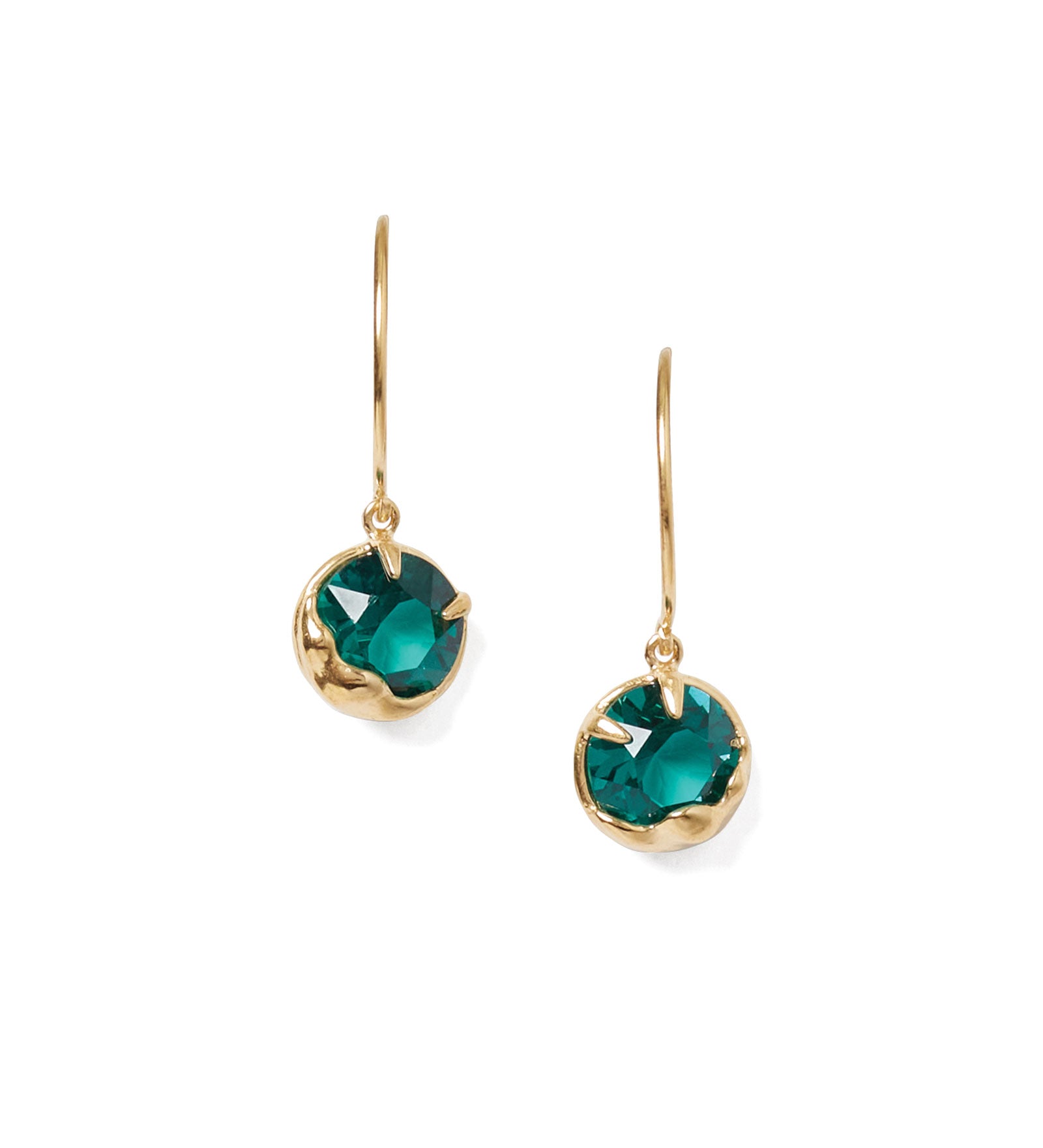 May Birthstone Earrings 18k Gold Vermeil, Emerald Crystal