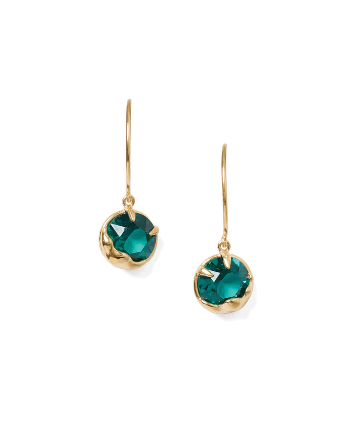 May Birthstone Earrings 18k Gold Vermeil, Emerald Crystal