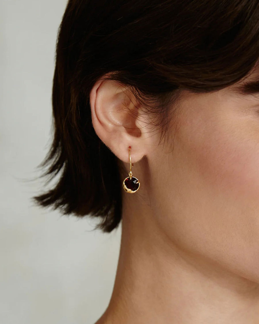 January Birthstone Earrings 18k Gold Vermeil, Garnet Crystal