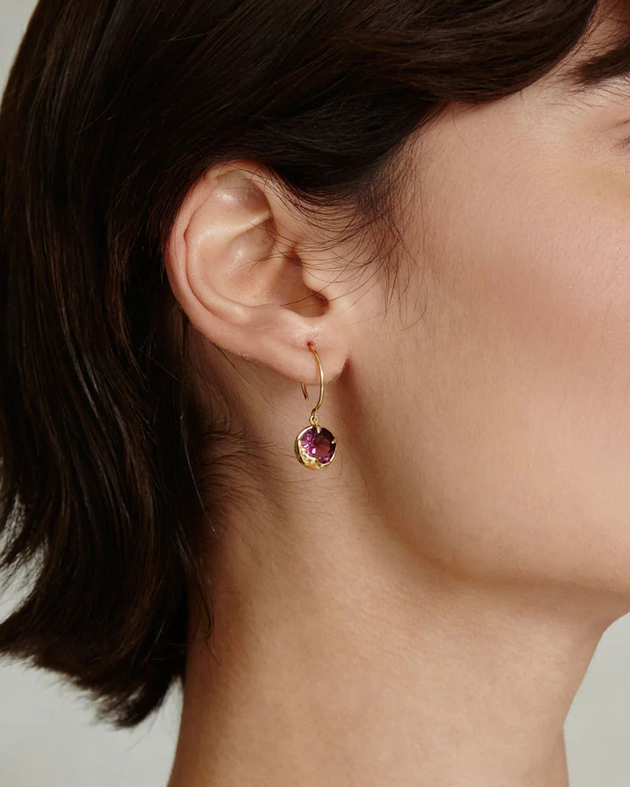 February Birthstone Earrings 18k Gold Vermeil, Amethyst Crystal