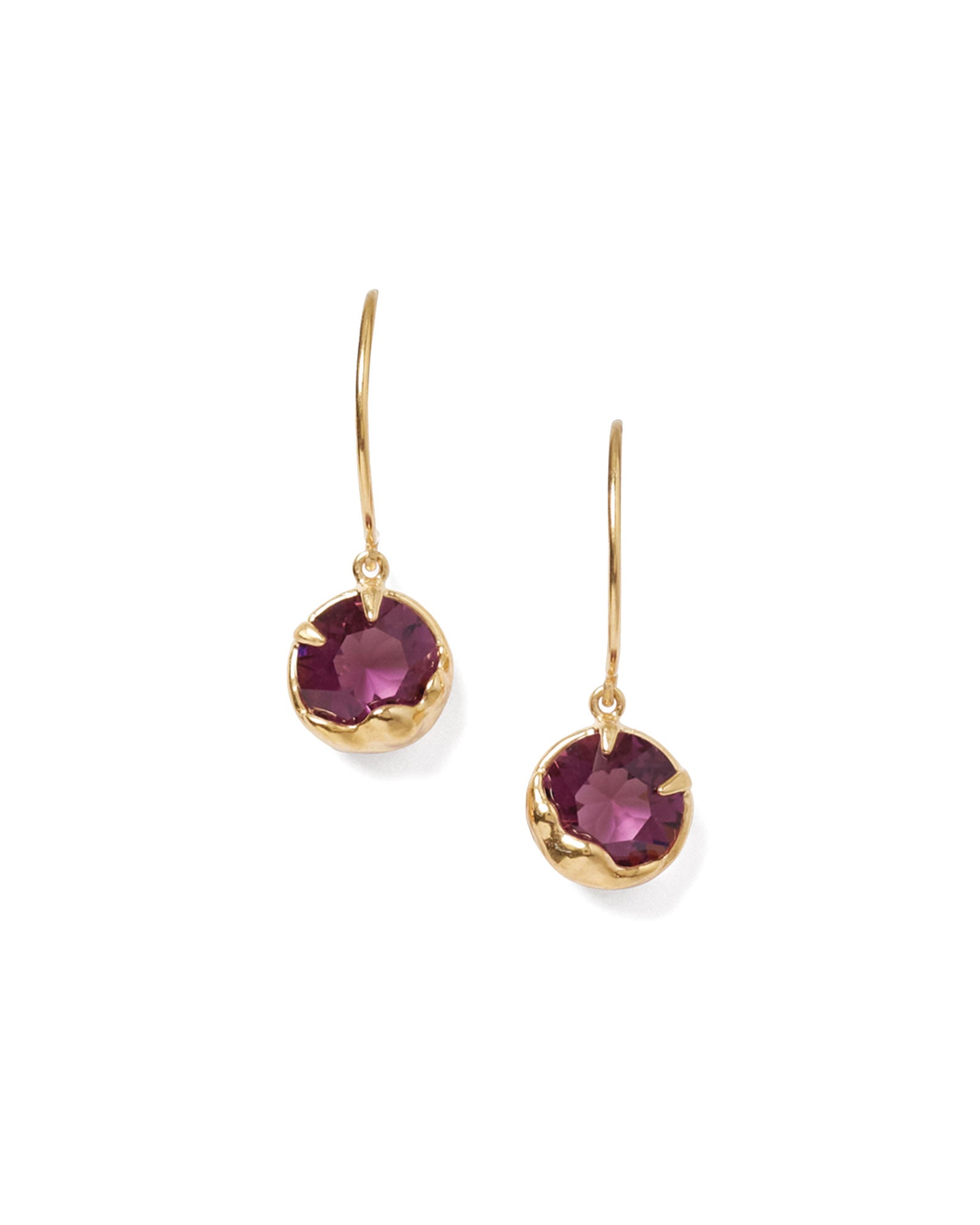 February Birthstone Earrings 18k Gold Vermeil, Amethyst Crystal