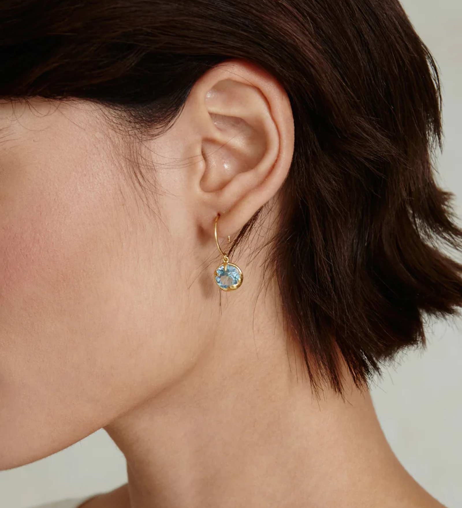 Chan Luu-March Birthstone Earrings-Earrings-18k Gold Vermeil, Aquamarine Crystal-Blue Ruby Jewellery-Vancouver Canada