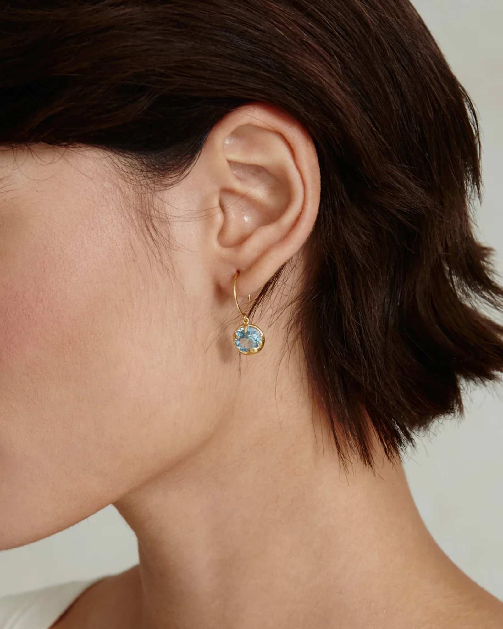Chan Luu-March Birthstone Earrings-Earrings-18k Gold Vermeil, Aquamarine Crystal-Blue Ruby Jewellery-Vancouver Canada