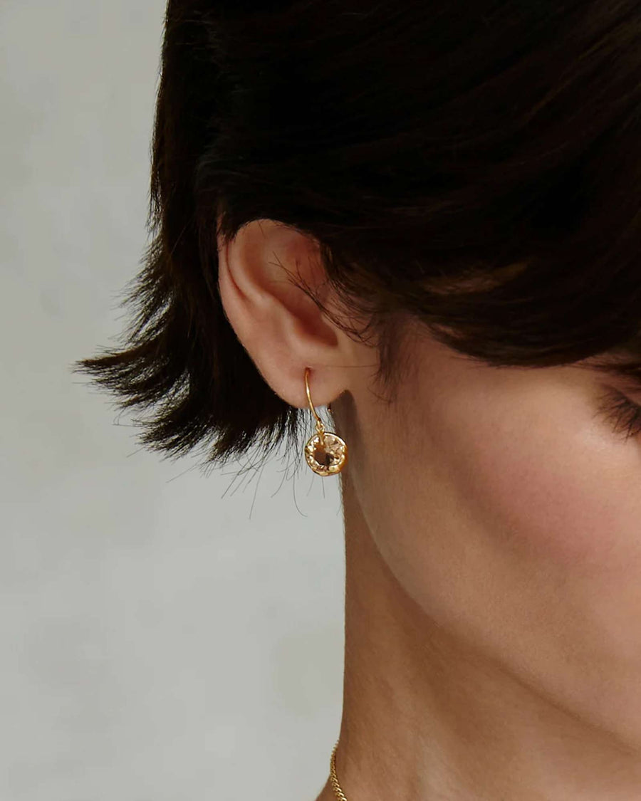 November Birthstone Earrings 18k Gold Vermeil, Topaz Crystal
