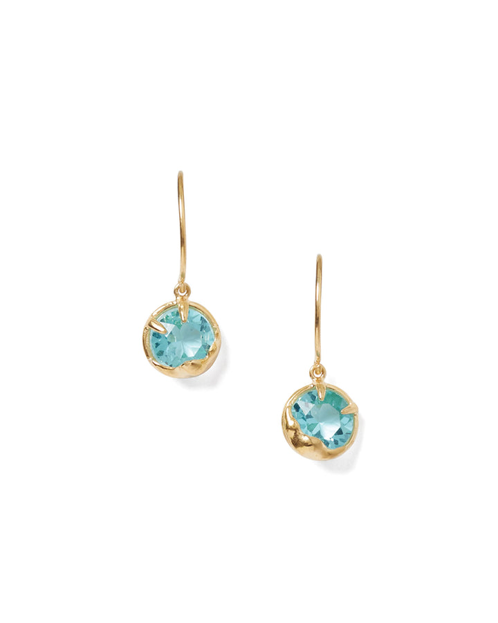 December Birthstone Earrings 18k Gold Vermeil, Light Turquoise Crystal