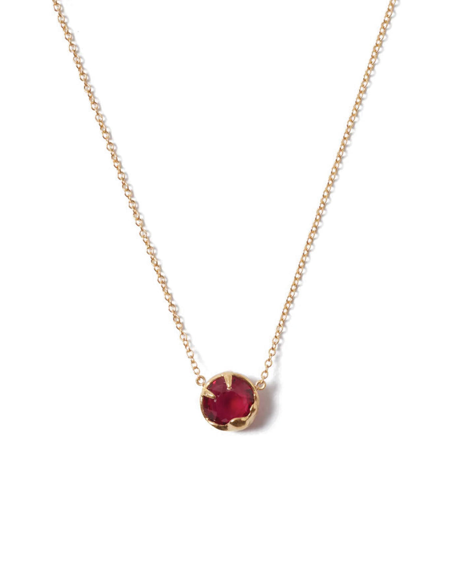 July Birthstone Necklace 18k Gold Vermeil, Ruby Crystal