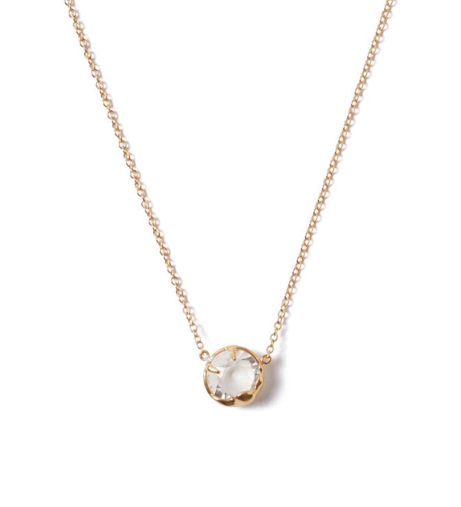 April Birthstone Necklace 18k Gold Vermeil, Diamond Crystal