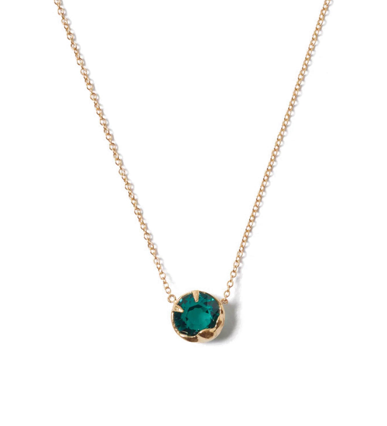 May Birthstone Necklace 18k Gold Vermeil, Emerald Crystal