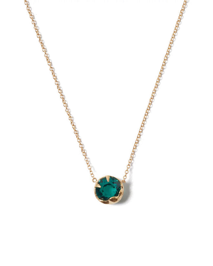 May Birthstone Necklace 18k Gold Vermeil, Emerald Crystal