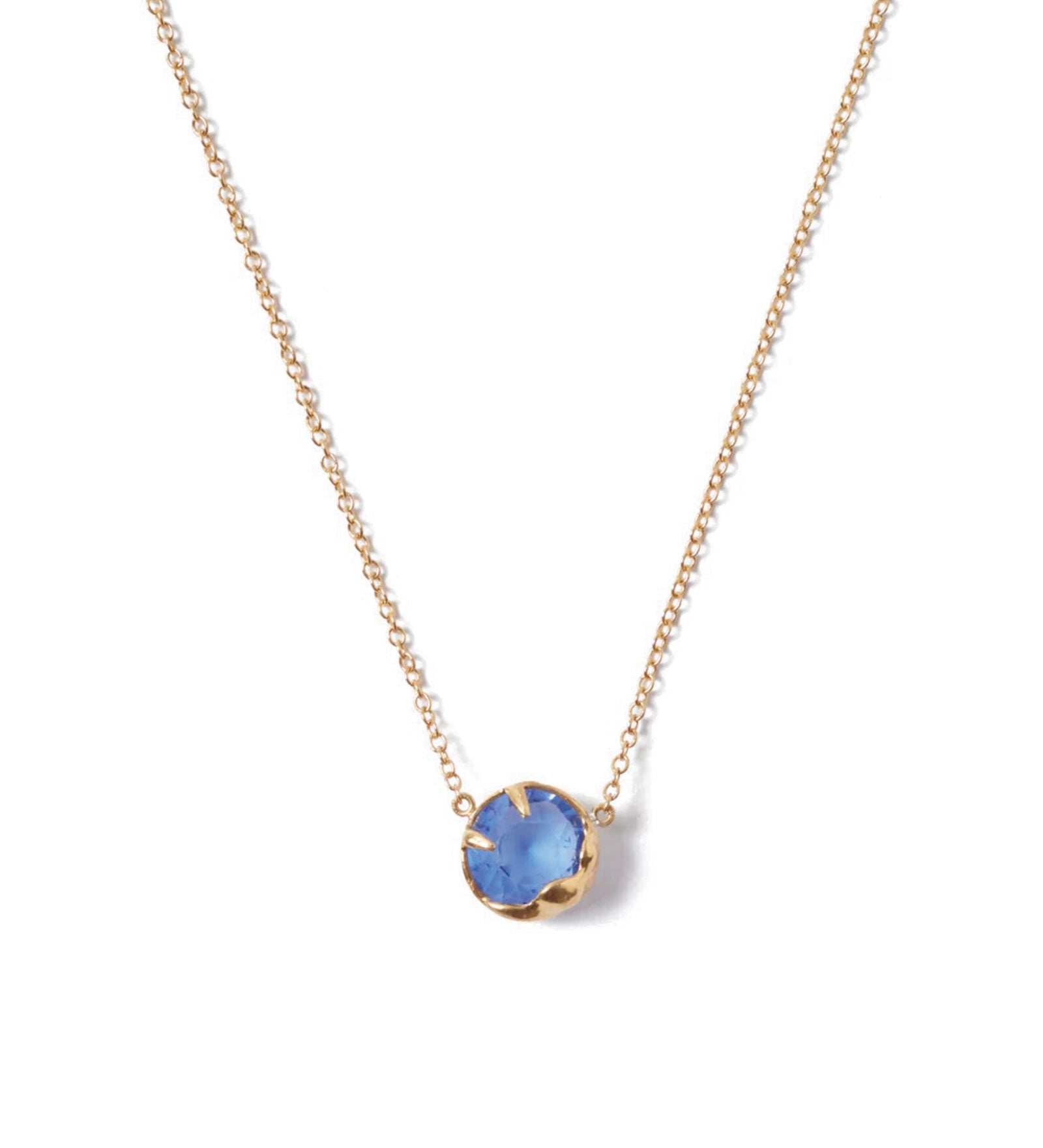 September Birthstone Necklace 18k Gold Vermeil, Sapphire Crystal