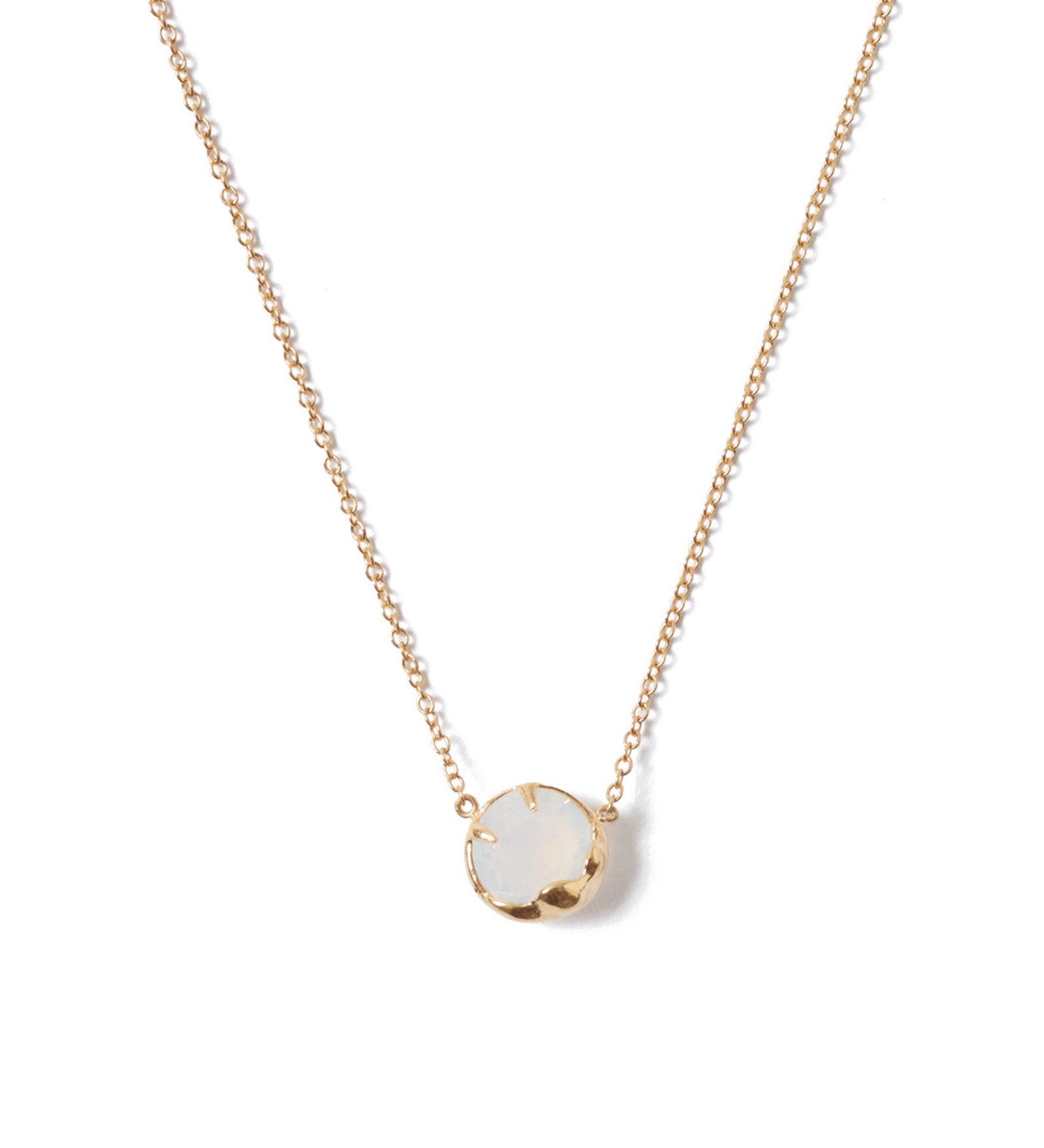 October Birthstone Necklace 18k Gold Vermeil, Opal Crystal