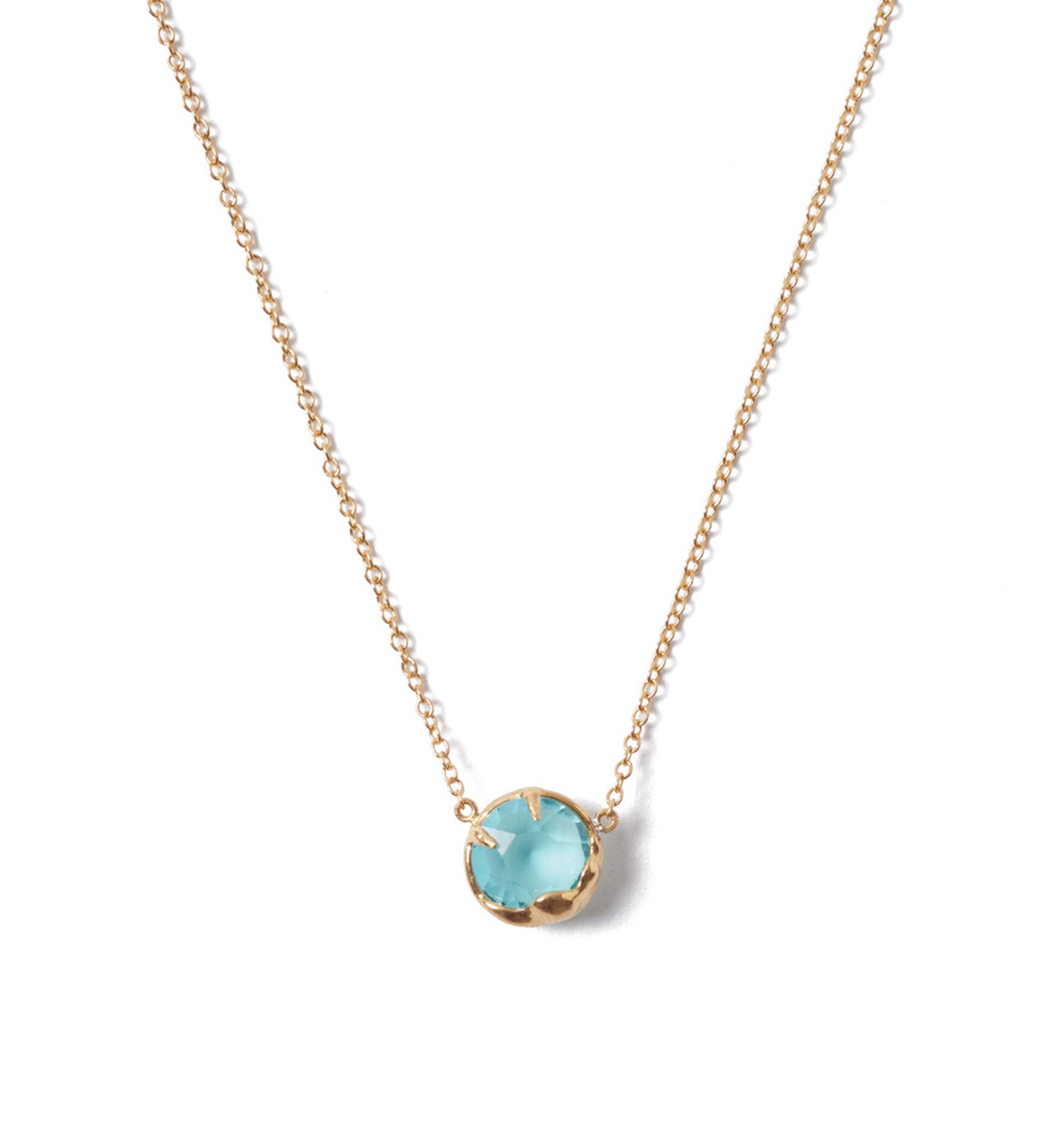 December Birthstone Necklace 18k Gold Vermeil, Light Turquoise Crystal