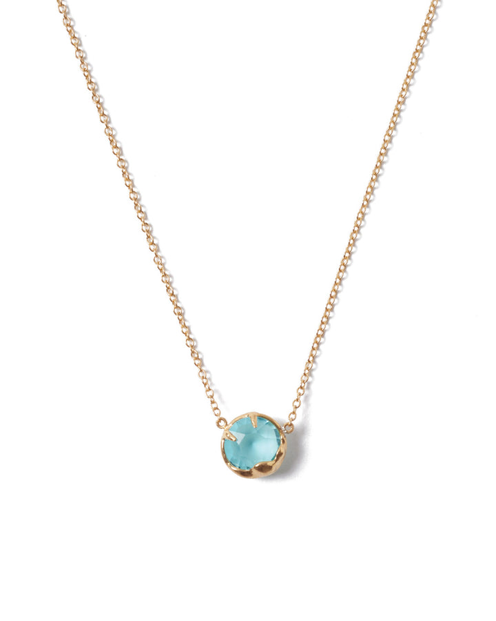 December Birthstone Necklace 18k Gold Vermeil, Light Turquoise Crystal