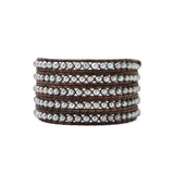 5 Wrap Grey Pearl Leather Bracelet Sterling Silver, Grey Pearl