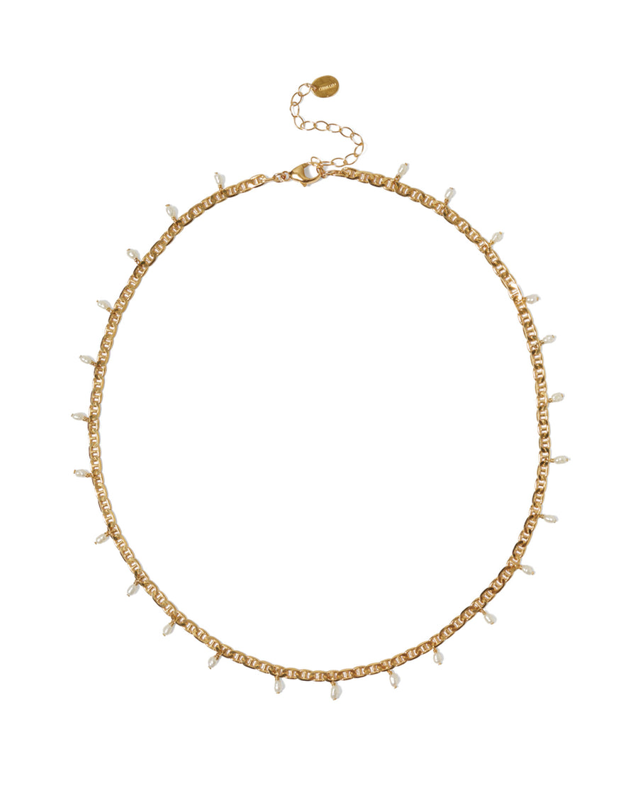 Chan Luu-Celeste Necklace-Necklaces-18k Gold Vermeil, White Pearl-Blue Ruby Jewellery-Vancouver Canada