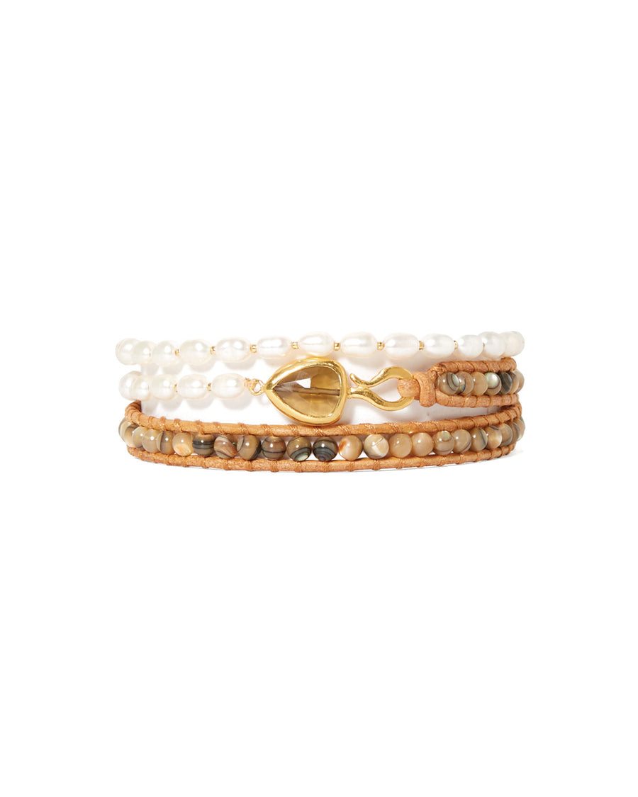Rahel Triple Wrap Bracelet 18k Gold Vermeil, White Pearl