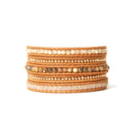 Chan Luu-Santi Wrap Bracelet-Bracelets-18k Gold Vermeil, Mother of Pearl, Moonstone-Blue Ruby Jewellery-Vancouver Canada