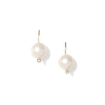 Kaia Earrings 14k Yellow Gold, White Pearl, Diamond