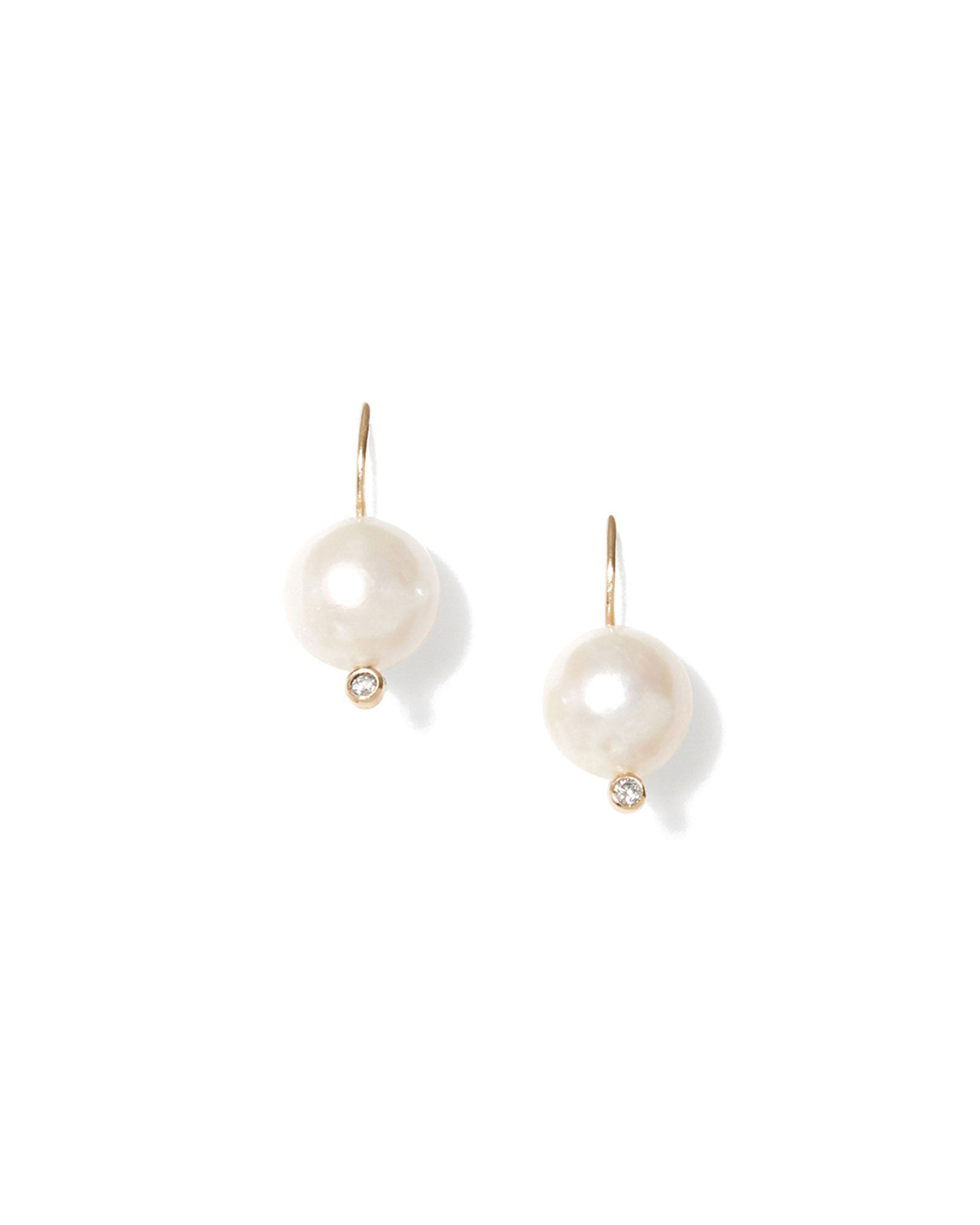 Kaia Earrings 14k Yellow Gold, White Pearl, Diamond