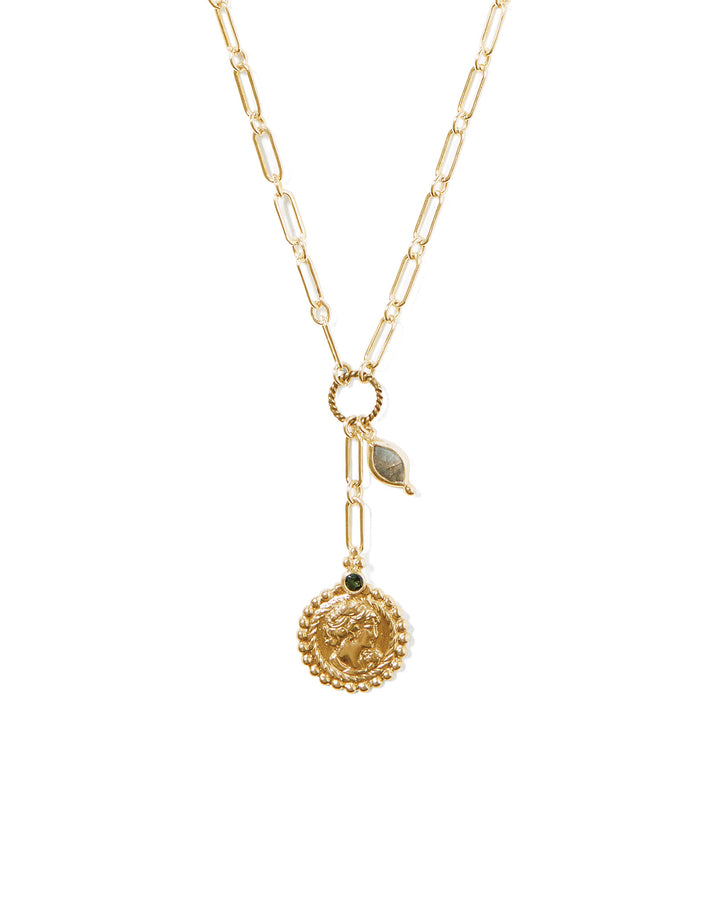 Josephine Coin Necklace 18k Gold Vermeil, White Pearl