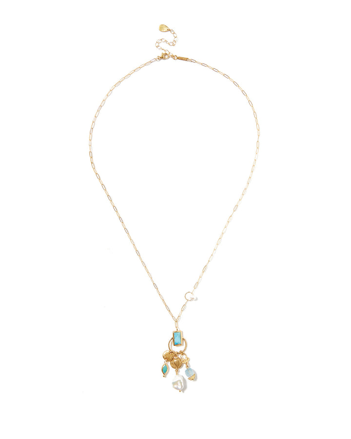 Halo Charm Necklace 18k Gold Vermeil, White Pearl