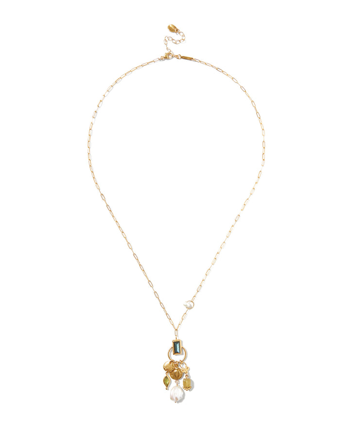 Halo Charm Necklace 18k Gold Vermeil, White Pearl