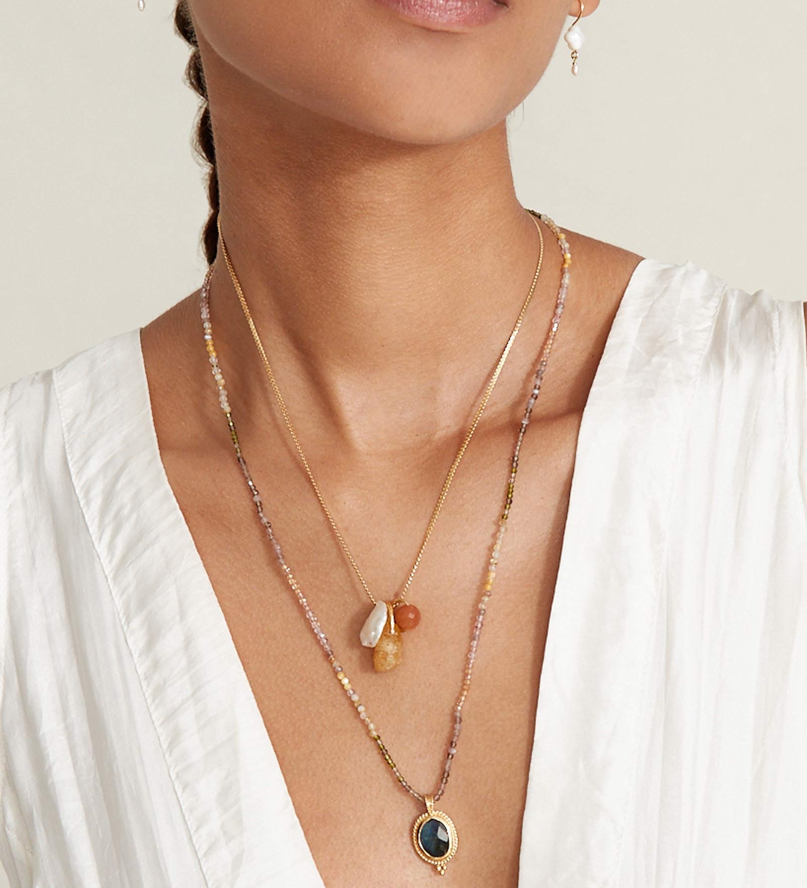 Calypso Necklace 18k Gold Vermeil, White Pearl