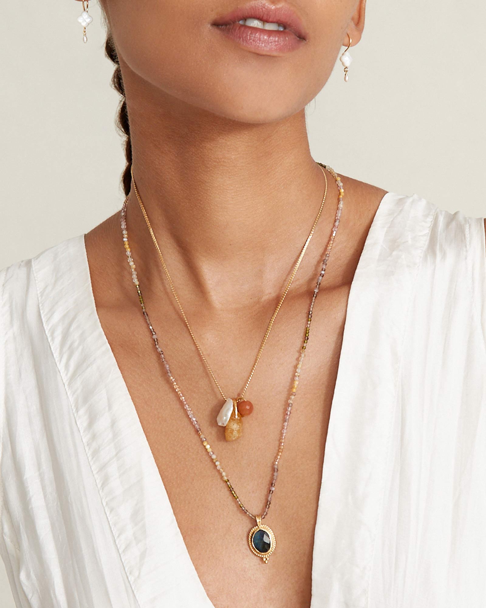 Calypso Necklace 18k Gold Vermeil, White Pearl