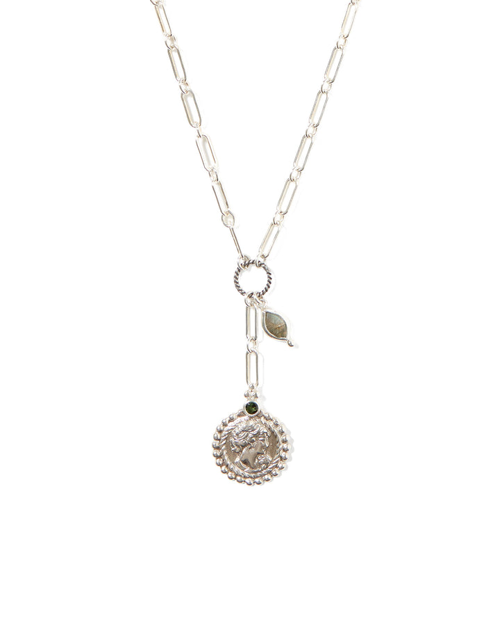 Josephine Coin Necklace Sterling Silver, White Pearl