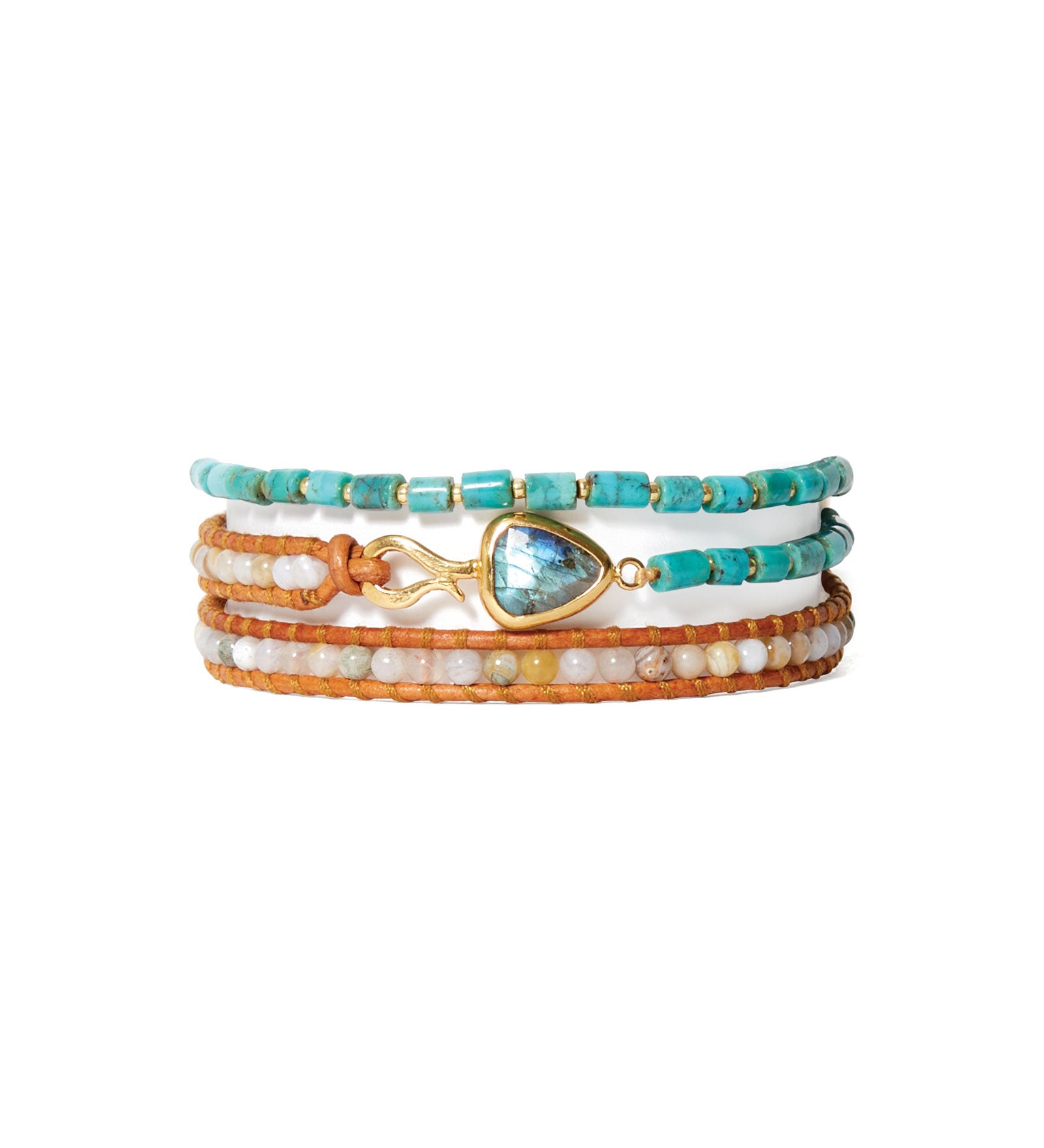 Rahel Triple Wrap Bracelet 18k Gold Vermeil, Turquoise