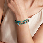 Mix Round Stone Leather Bracelet 18k Gold Vermeil, Turquoise
