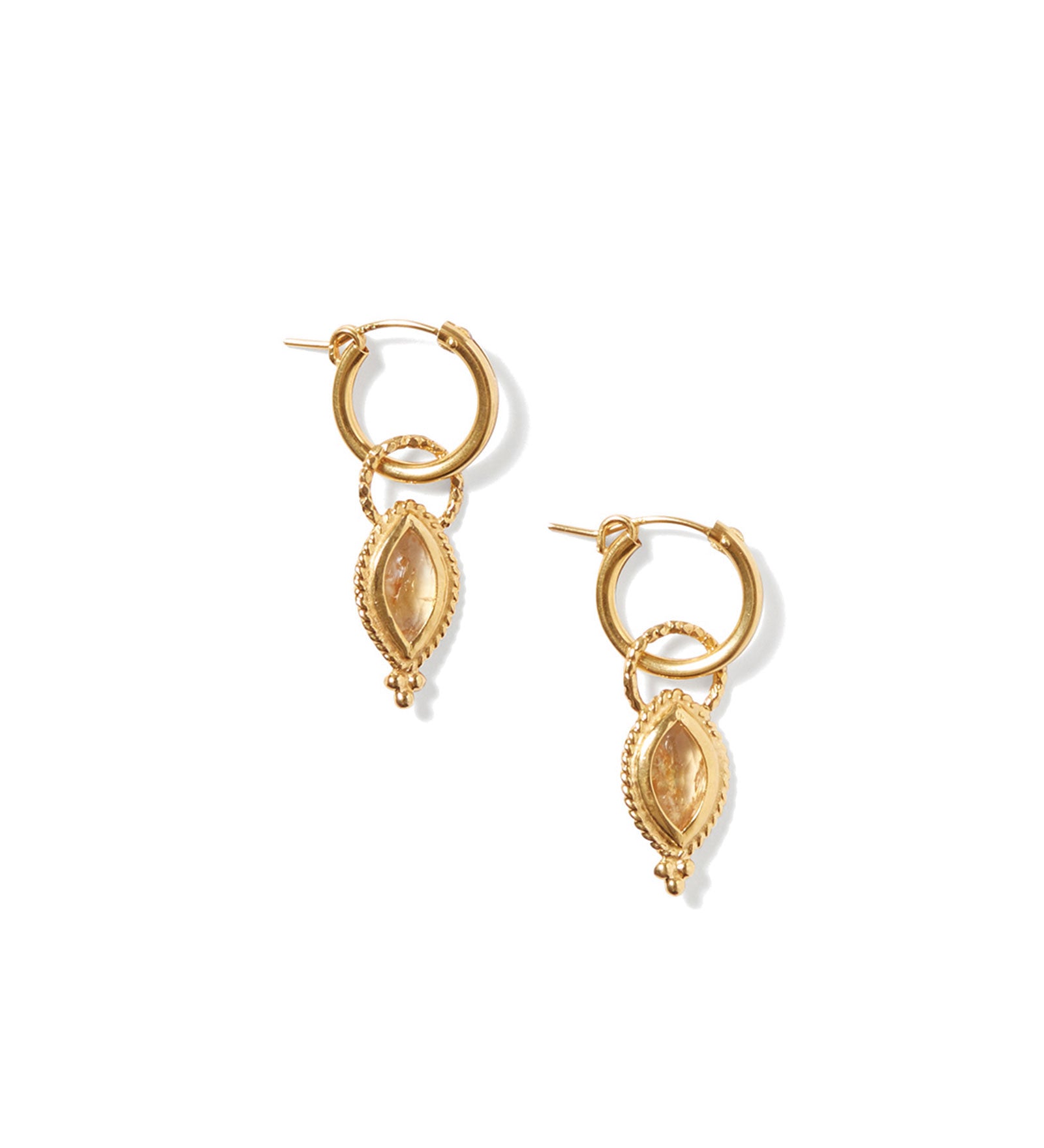 Marquise Drop Huggies | 16mm 18k Gold Vermeil, Citrine