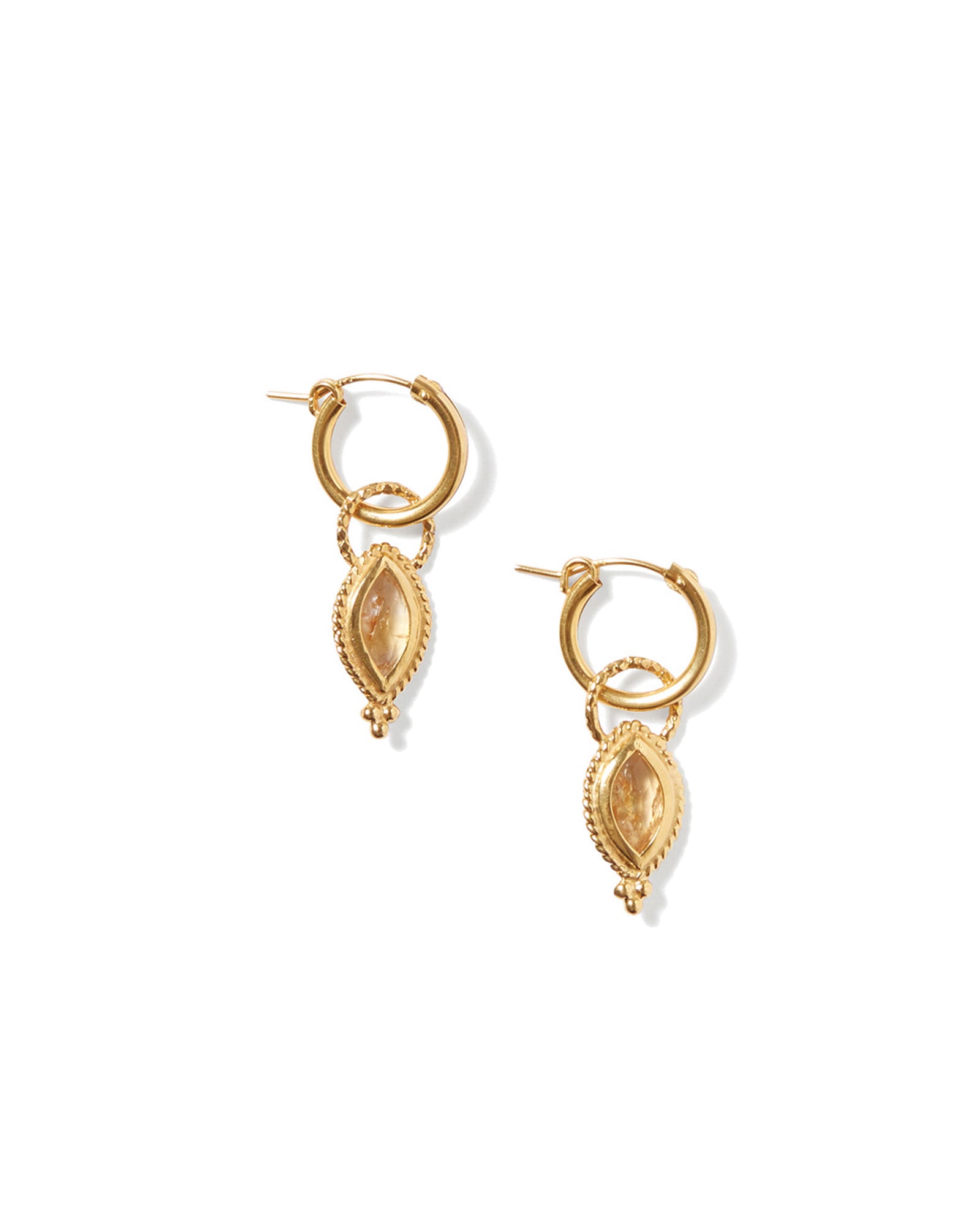 Marquise Drop Huggies | 16mm 18k Gold Vermeil, Citrine