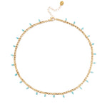 Turquoise Drop Figaro Chain Necklace 18k Gold Vermeil, Turquoise