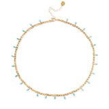 Turquoise Drop Figaro Chain Necklace 18k Gold Vermeil, Turquoise