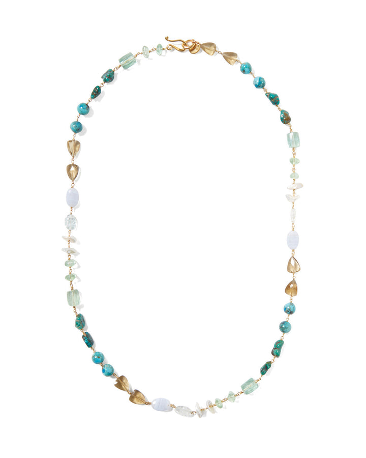 Chan Luu-Maeve Necklace | Turquoise Mix-Necklaces-18k Gold Vermeil, Turquoise, Fluorite, Blue Topaz-Blue Ruby Jewellery-Vancouver Canada