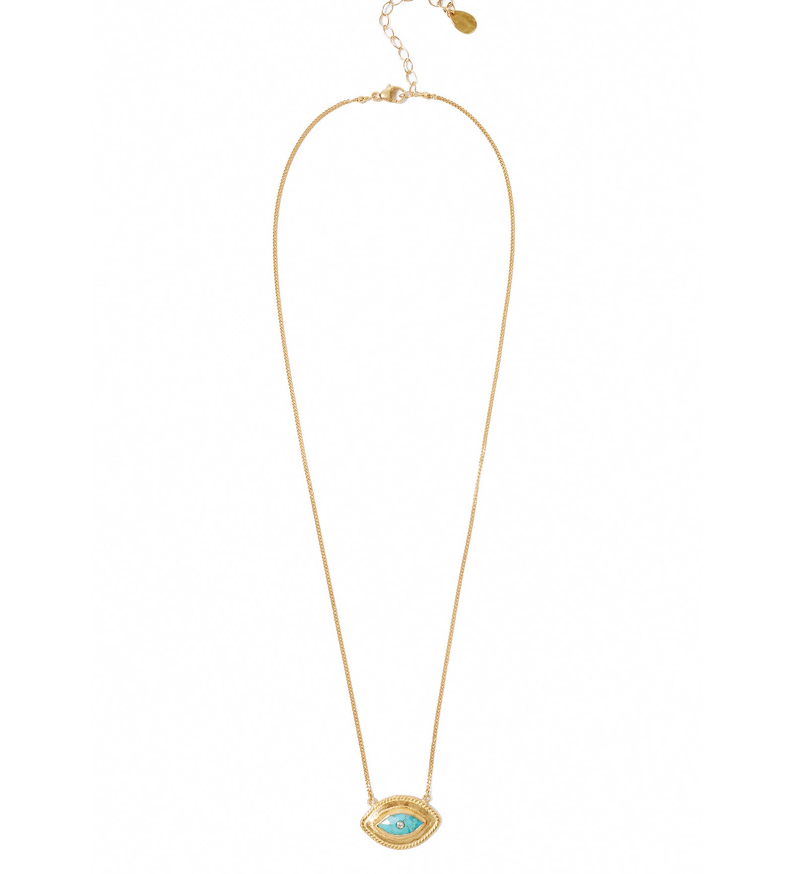 Bezel Stone Evil Eye Diamond Necklace 18k Gold Vermeil, Turquoise