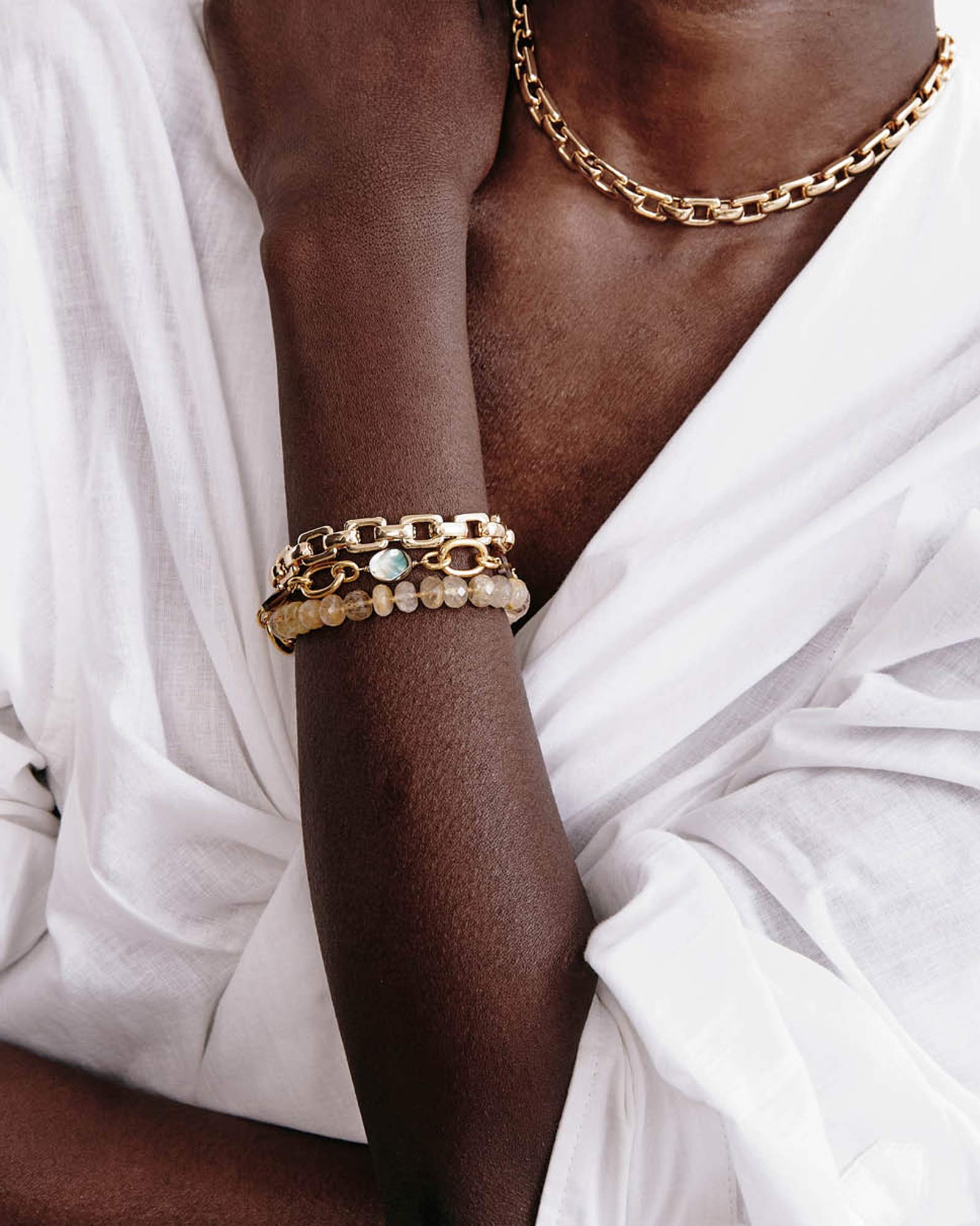 Cordova Bracelet 18k Gold Plated, Abalone