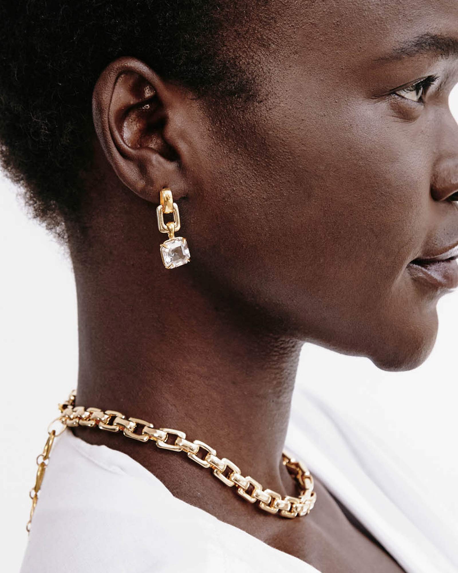 Ellis Earrings 18k Gold Plated, Crystal