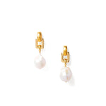 Ellis Earrings 18k Gold Plated, White Pearl