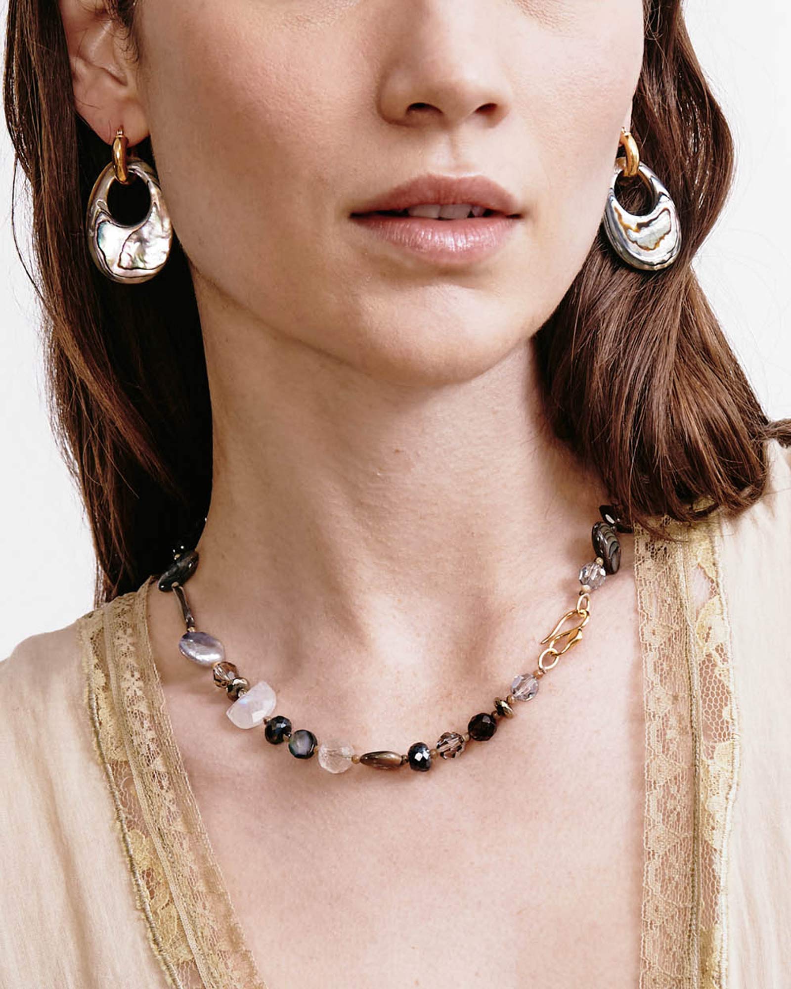 Chan Luu Pandora Necklace Natural Mix 18k Gold Vermeil Abalone Blue Ruby Jewellery Canada