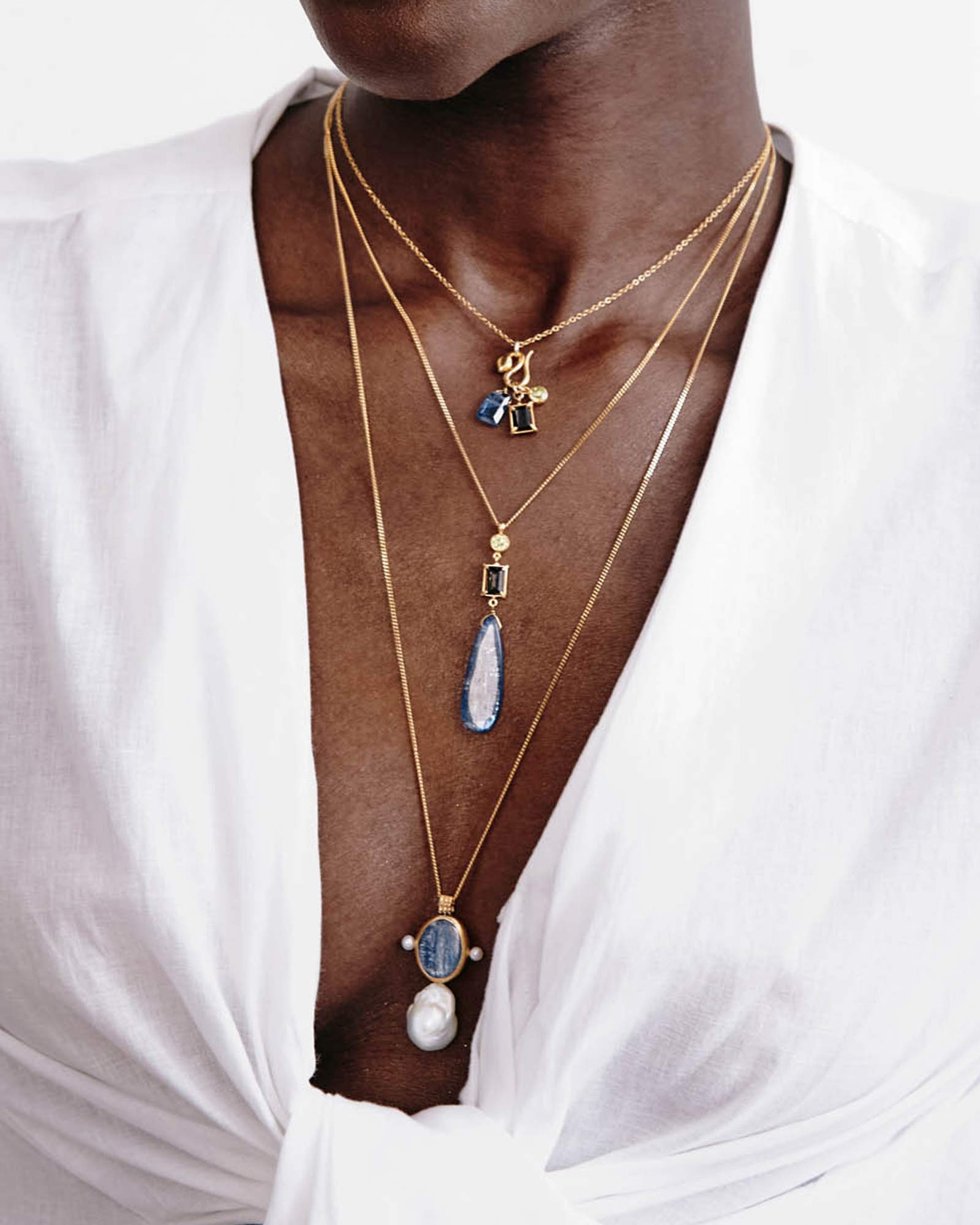 Cobra Necklace 18k Gold Vermeil, Kyanite