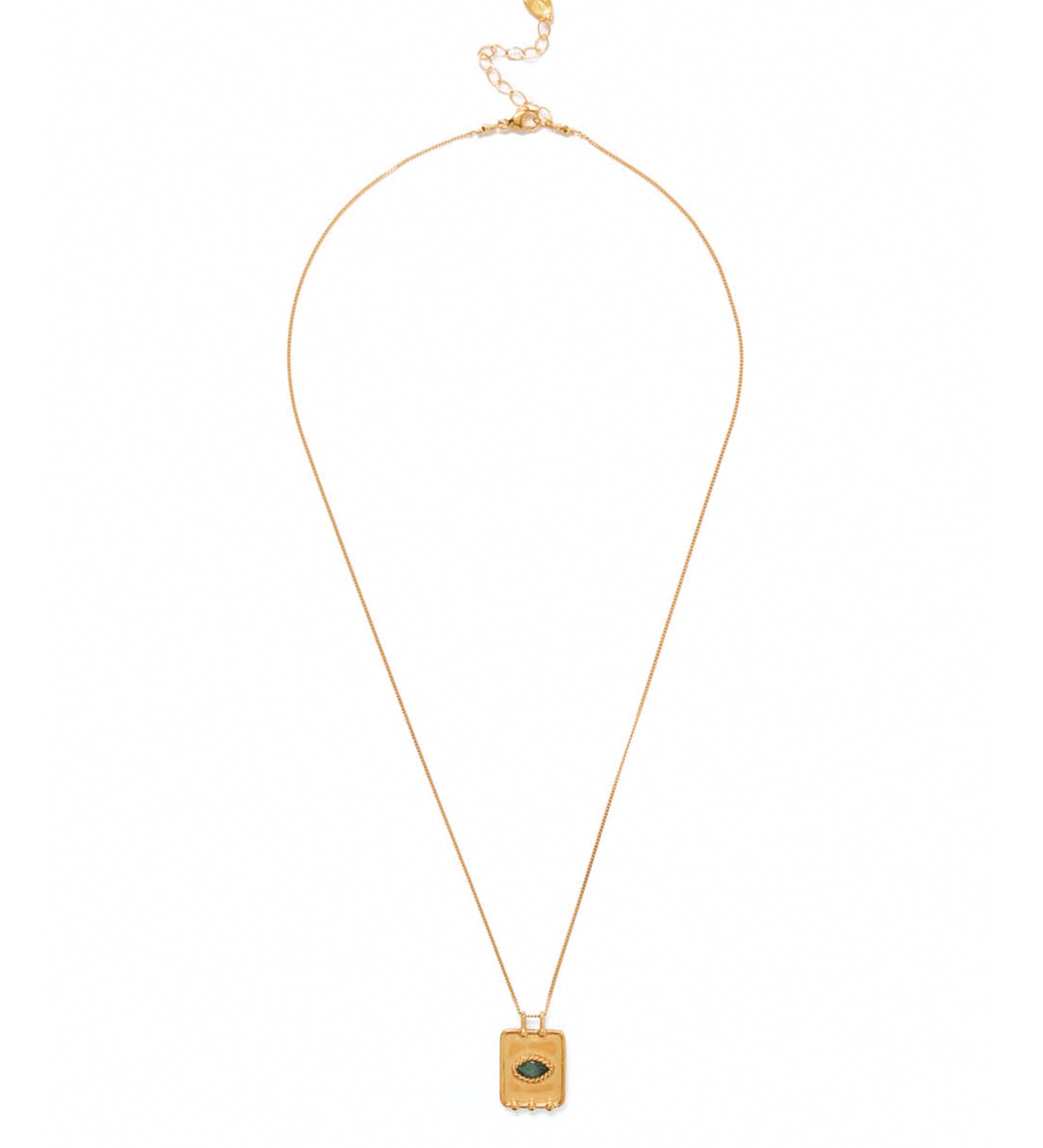 Twist Evil Eye Charm Necklace 18k Gold Vermeil, Emerald
