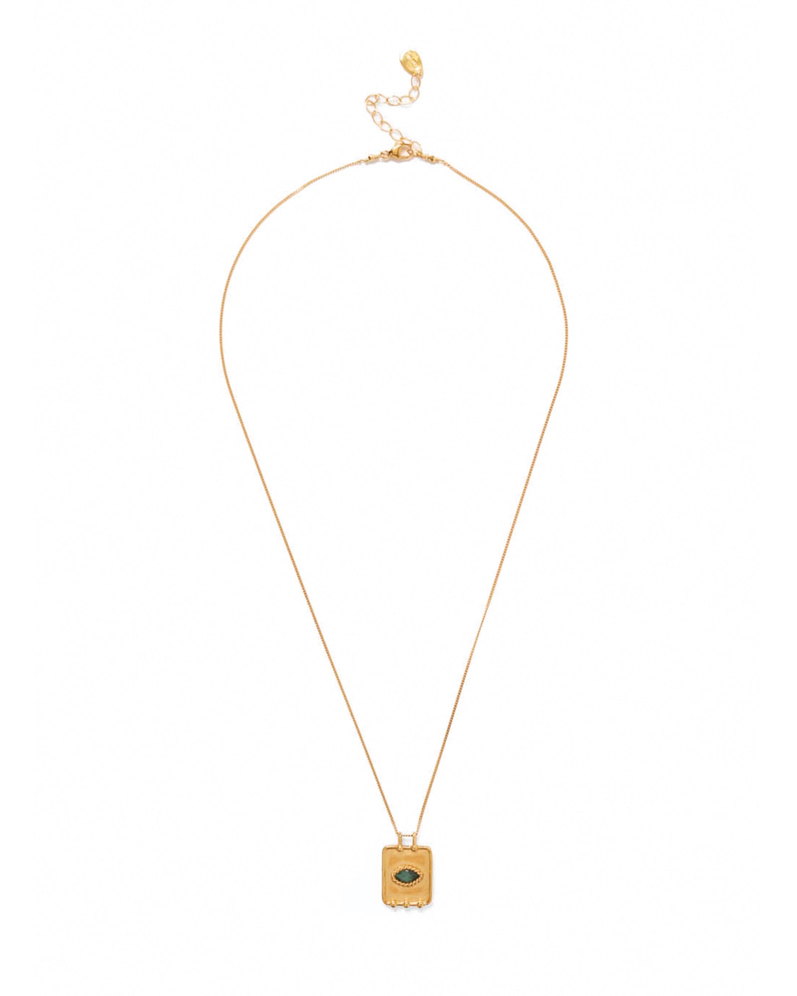 Twist Evil Eye Charm Necklace 18k Gold Vermeil, Emerald
